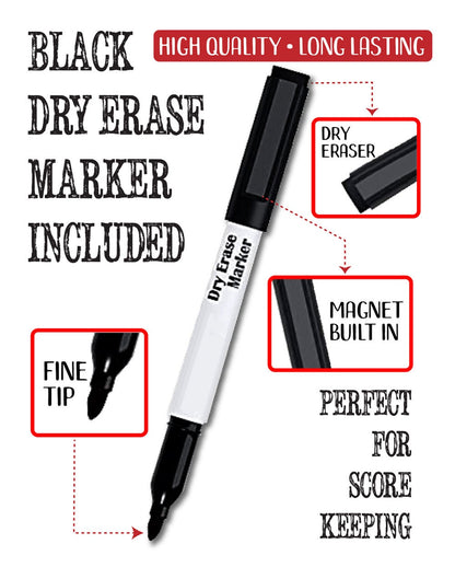 Dry-erase marker with magnet base for dart scoreboard metal sign