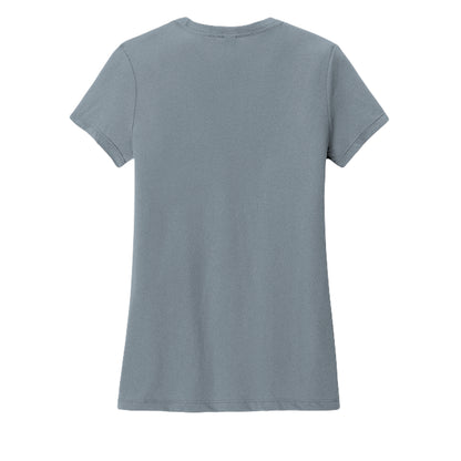 Women's tri-blend tee, heathered light slate blue, crew neck, plain back