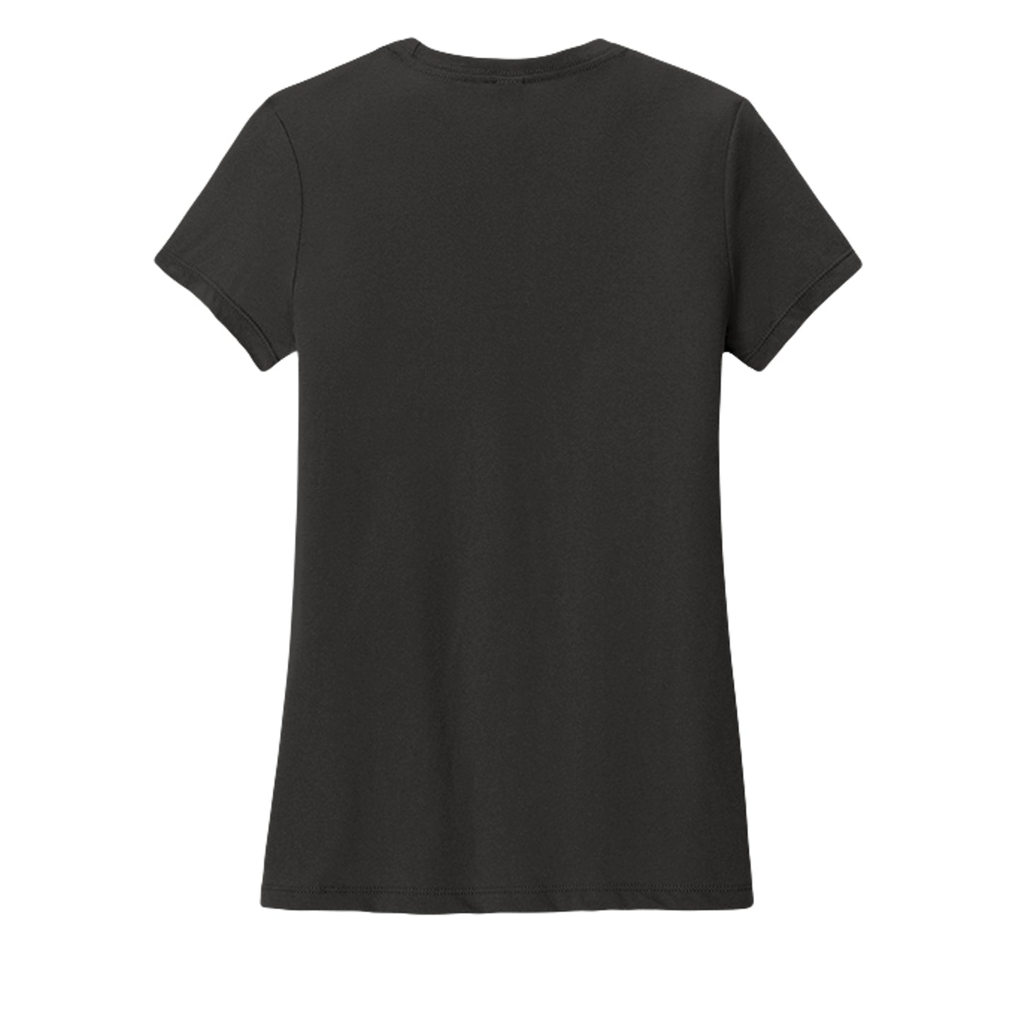 Women's tri-blend tee, dark charcoal black, crew neck, plain back