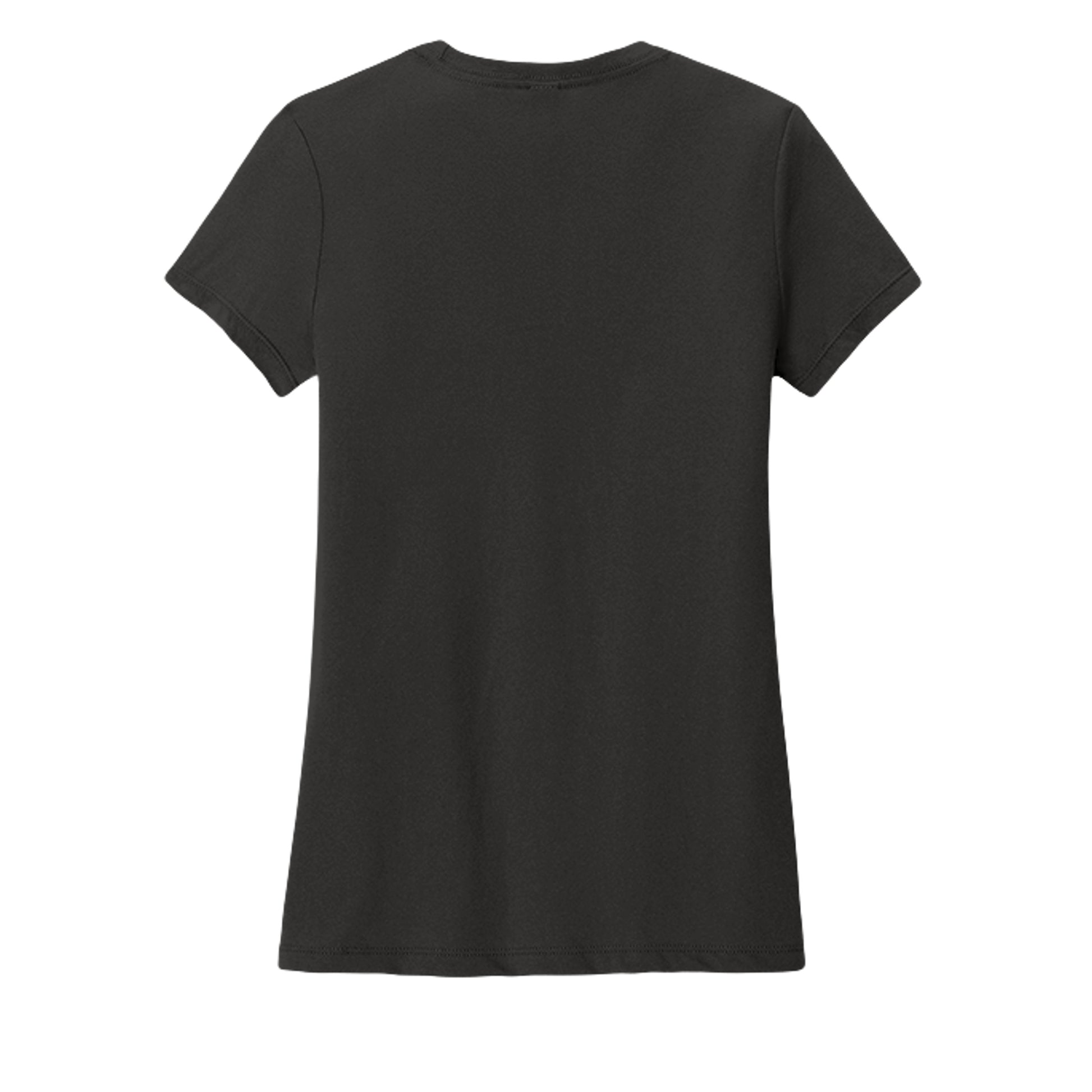Women's tri-blend tee, dark charcoal black, crew neck, plain back