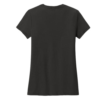 Women's tri-blend tee, dark charcoal black, crew neck, plain back